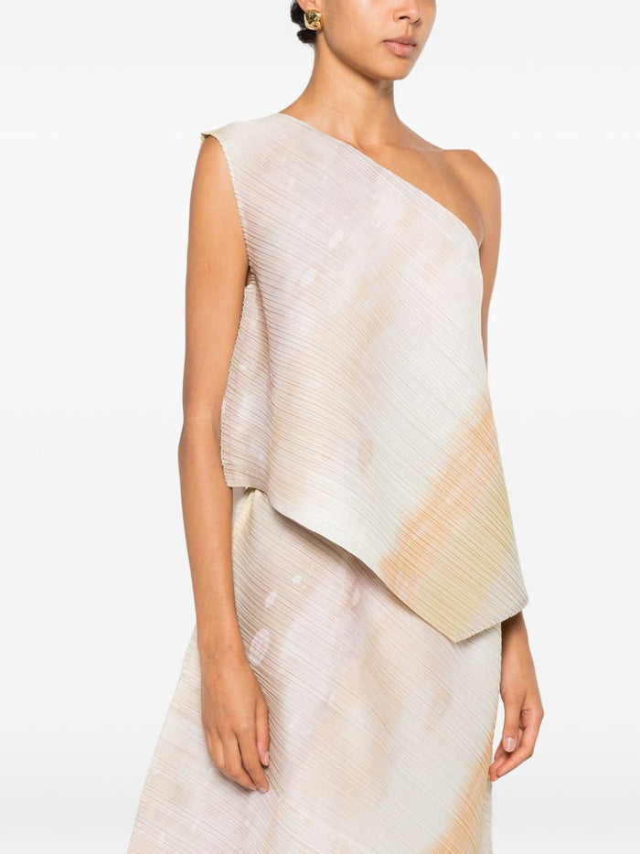 Pleats Please Top Beige Polyester