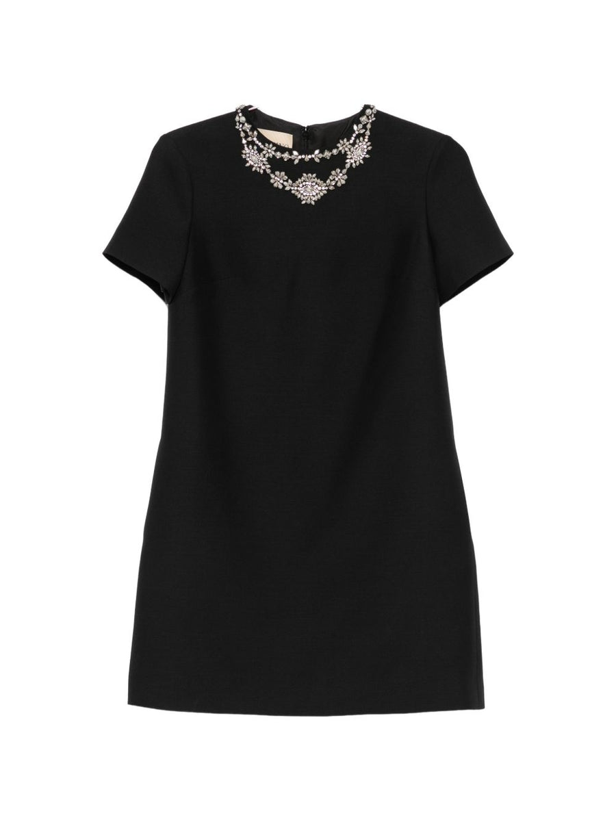 Valentino Crystal-Embellished Dress — Black