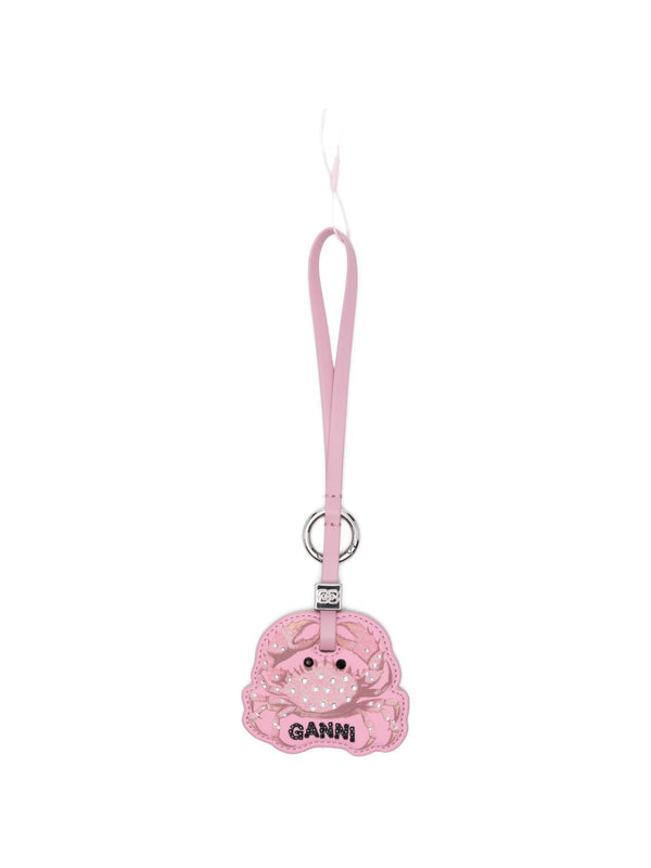 Ganni Crab-Shaped Crystal-Embellished Coin Purse — Pink