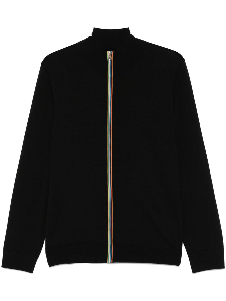 Paul Smith Signature Stripe Wool Cardigan — Black
