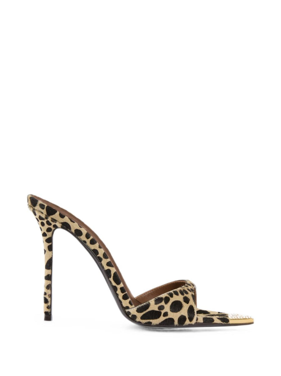 Giuseppe Zanotti Leopard-Print Pony Hair Heel — Brown