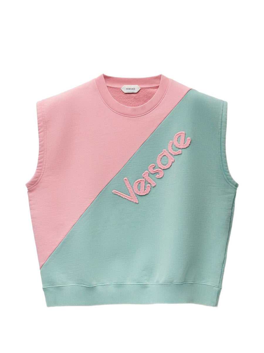 Versace Colour-Block Embroidered Logo Sweatshirt — Pink