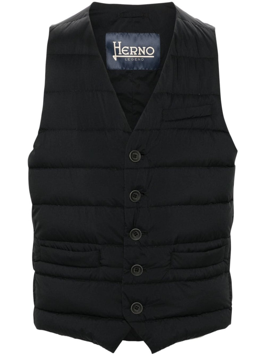 HERNO Quilted Down Vest — Black
