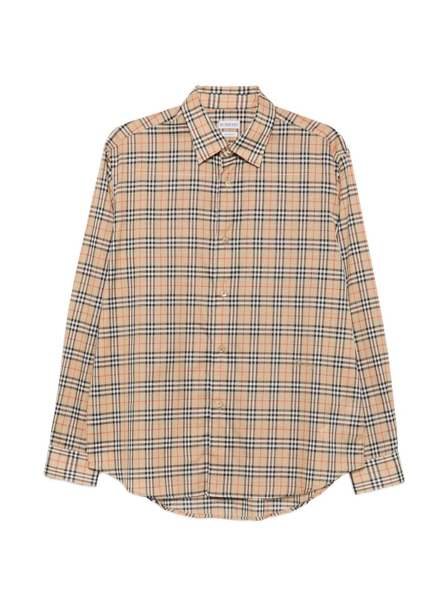 Burberry Check Cotton Shirt — Beige