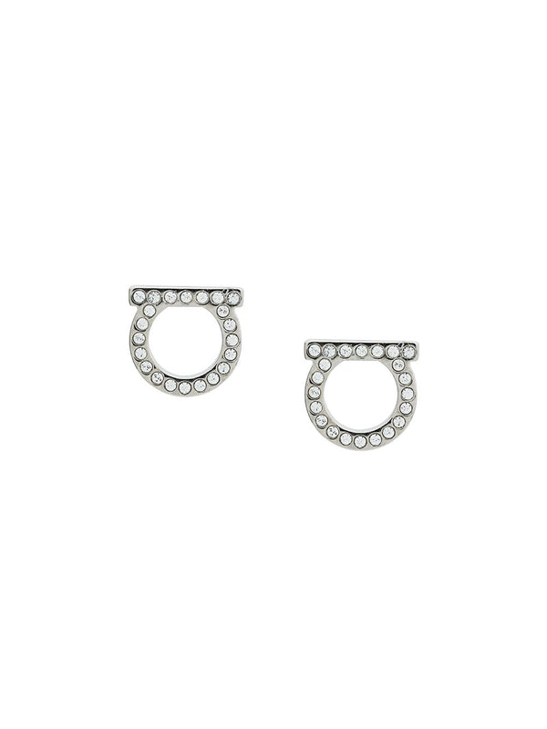Ferragamo Gancini Crystal Earrings — Silver