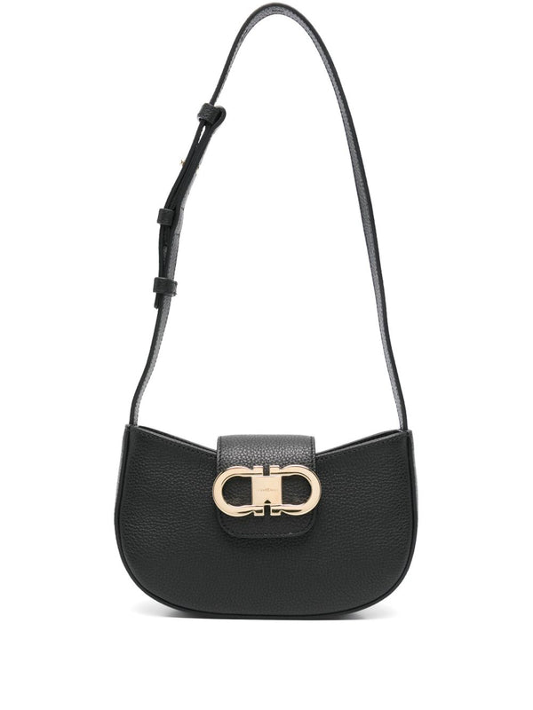 Ferragamo Gancini Shoulder Bag — Black