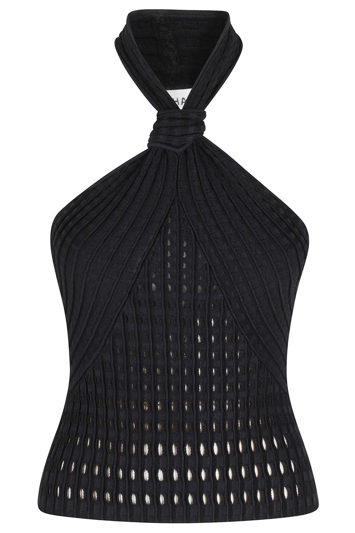 Lyrix Halter Top Black Fabric