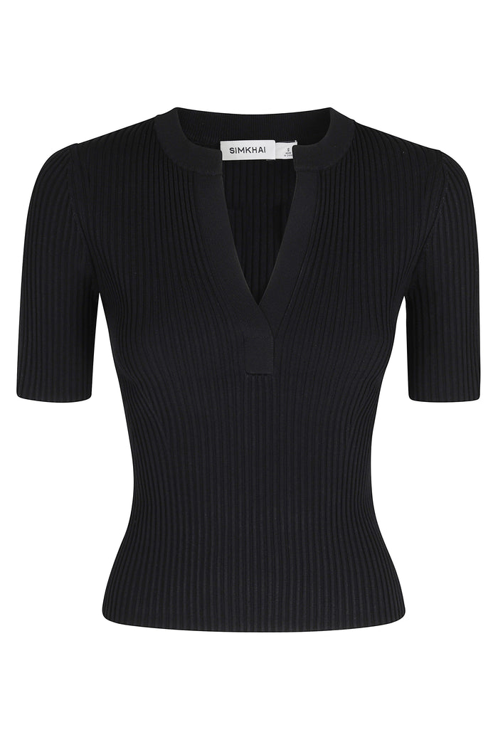 Miley Ss Top Black Viscosa Poliestere Tops