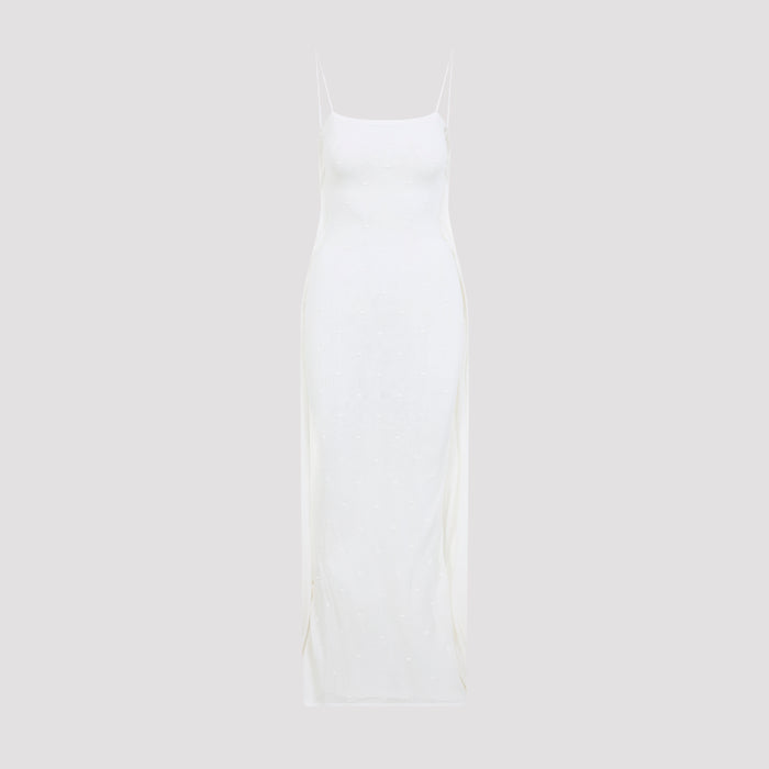 La Robe Maille Plumetis Long Dress White Viscose