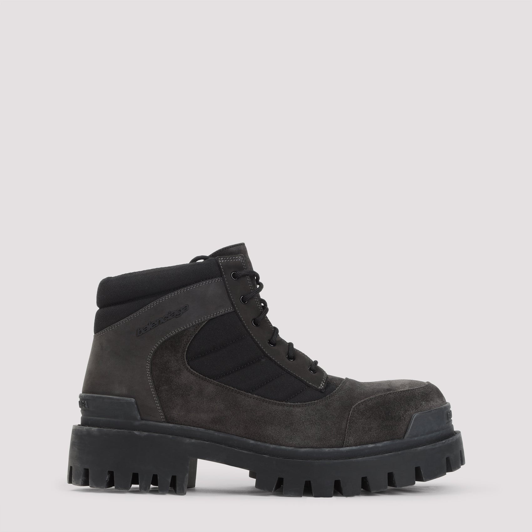 Low Combat Boots Black Canvas Leather Rubber Shoe