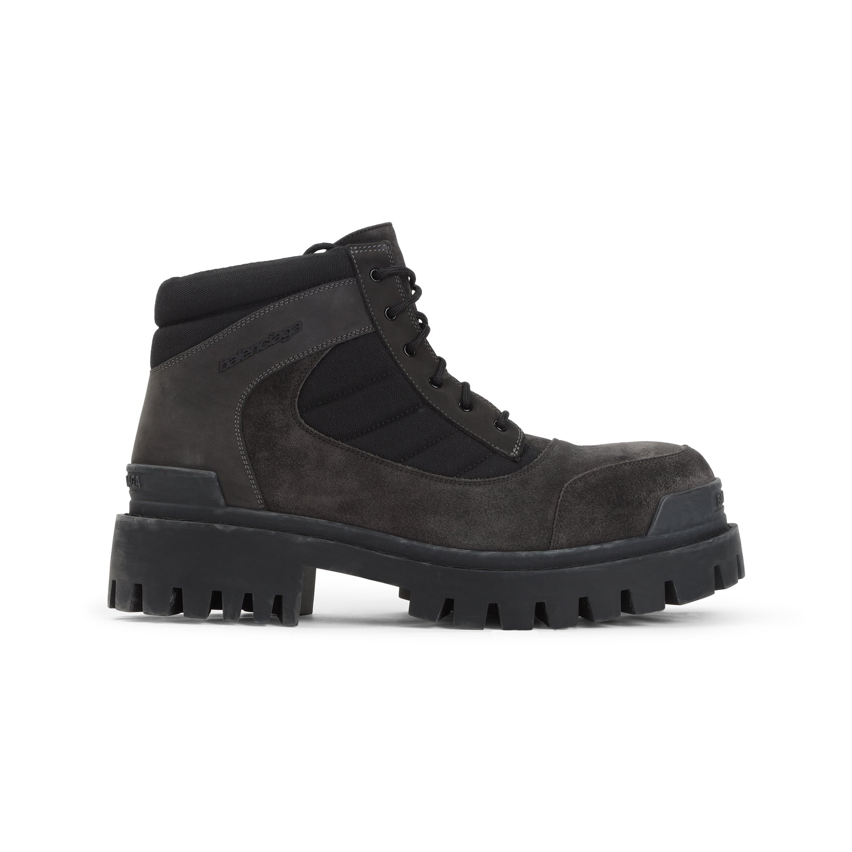 Low Combat Boots Black Canvas Leather Rubber Shoe
