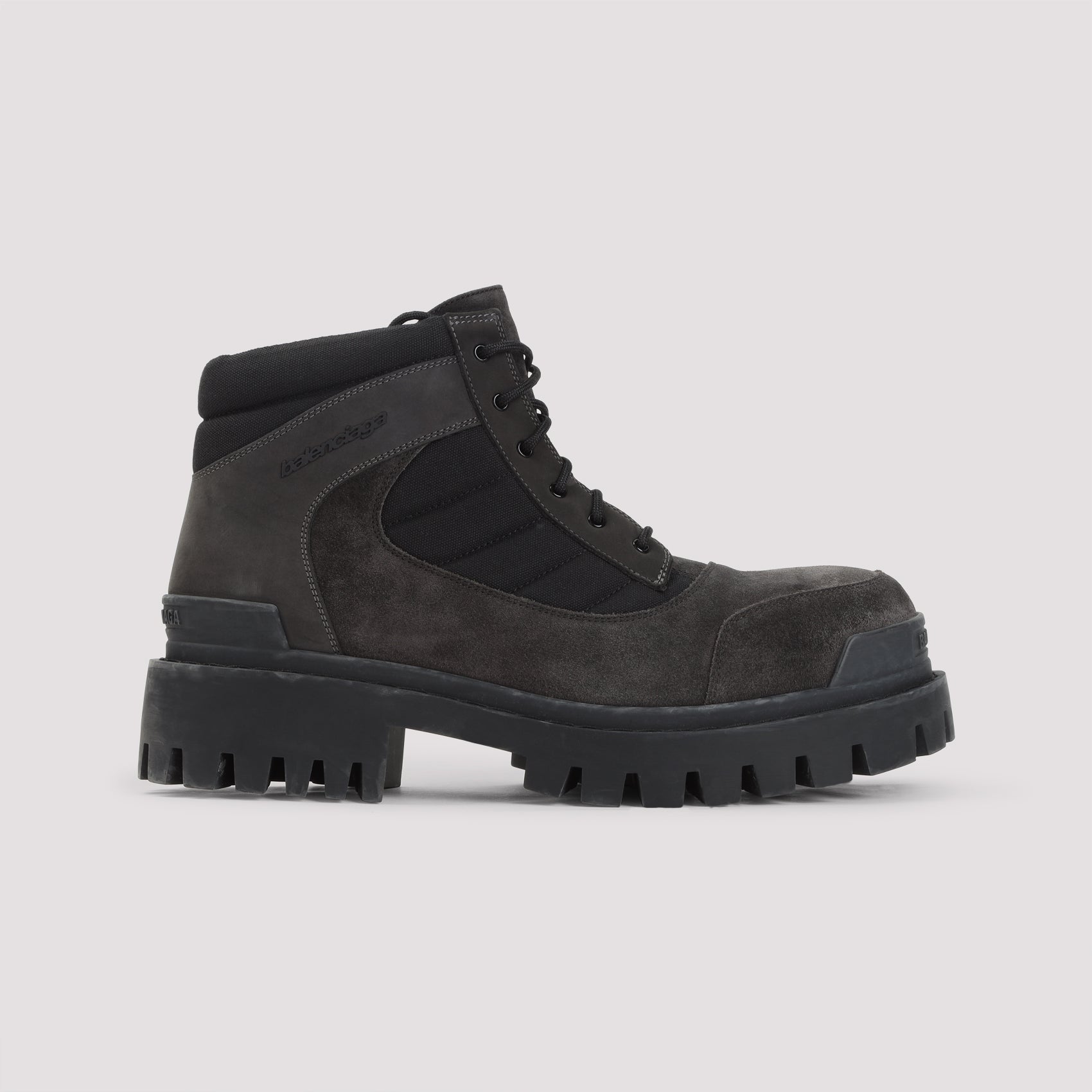 Low Combat Boots Black Canvas Leather Rubber Shoe