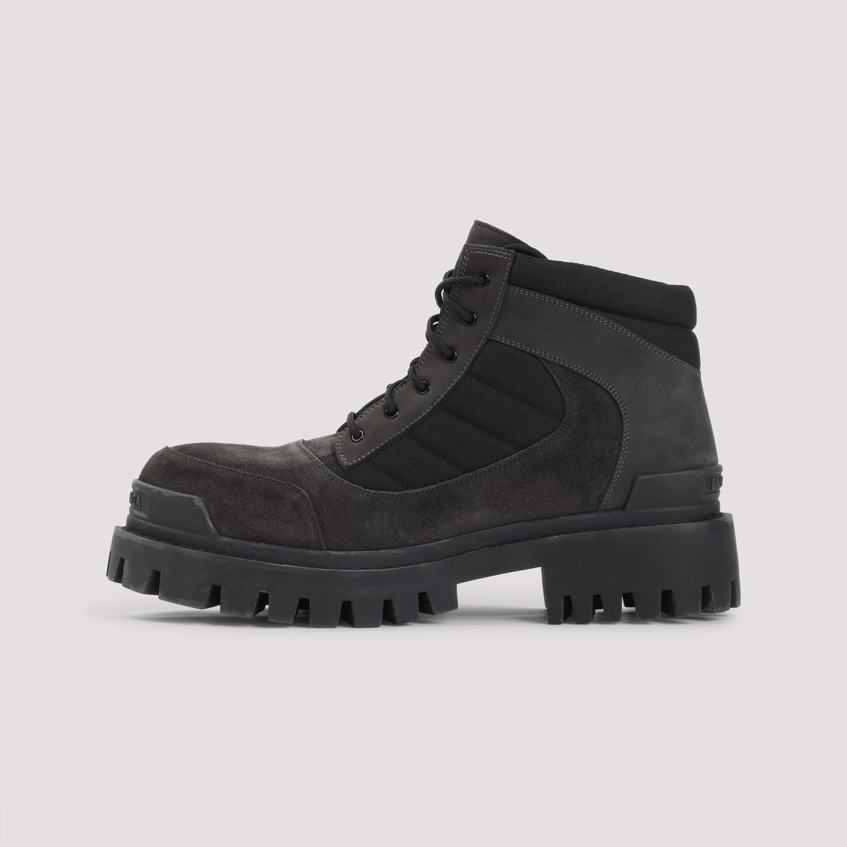 Low Combat Boots Black Canvas Leather Rubber Shoe