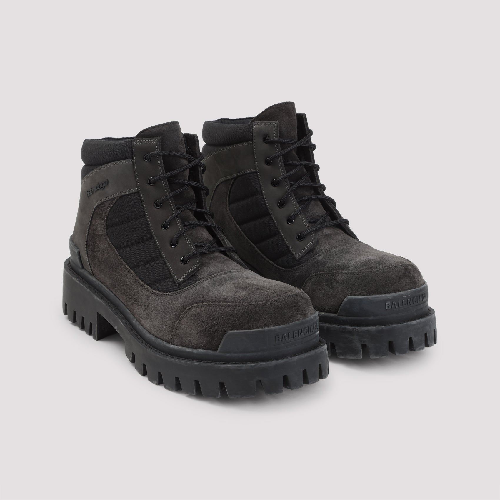 Low Combat Boots Black Canvas Leather Rubber Shoe