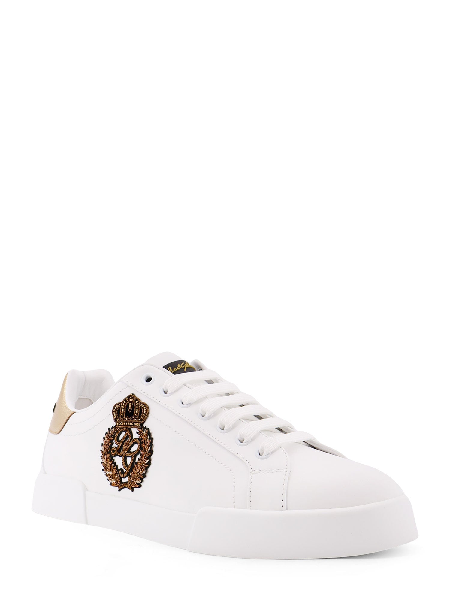 Dolce & Gabbana Sneakers Bianco Oro Scuro Pelle