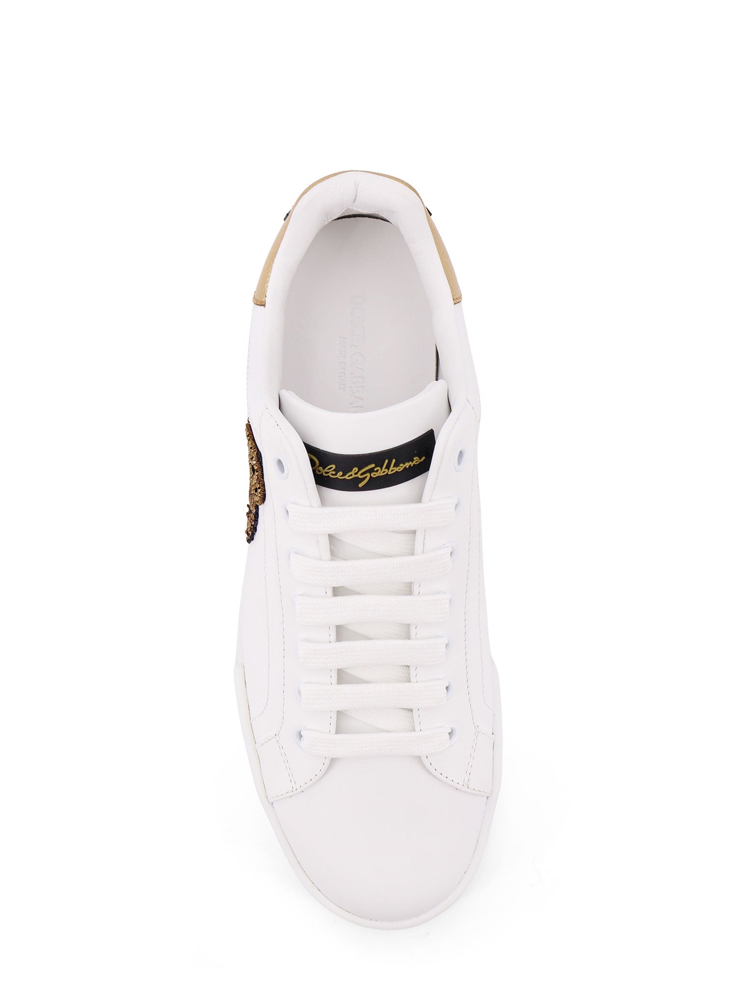 Dolce & Gabbana Sneakers Bianco Oro Scuro Pelle