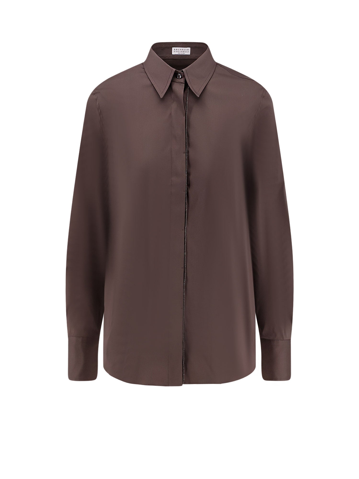 Brunello Cucinelli Shirts Dark Brown Cotone
