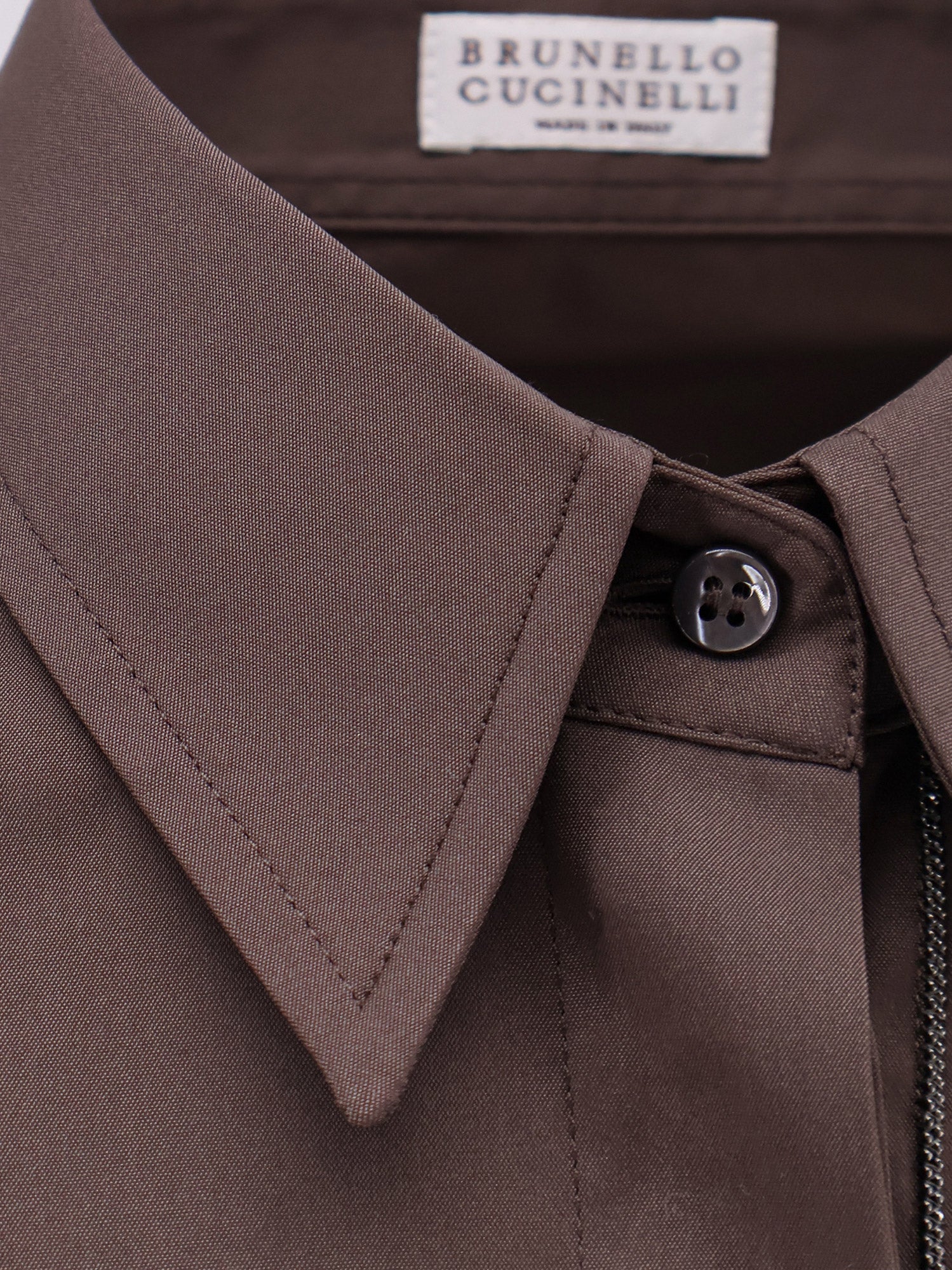 Brunello Cucinelli Shirts Dark Brown Cotone
