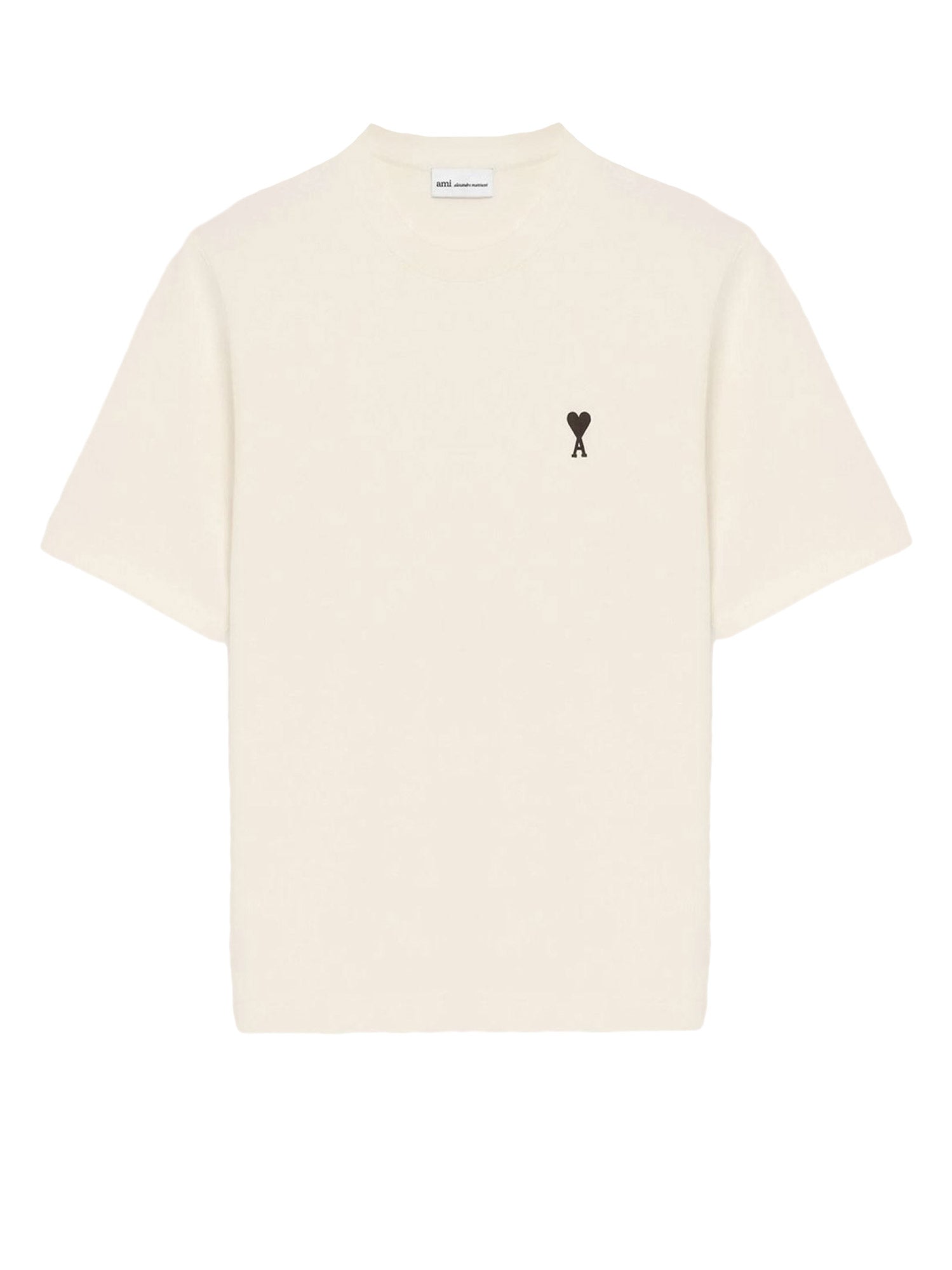 Ami Paris T-Shirts And Polos Blanc Creme Cotone