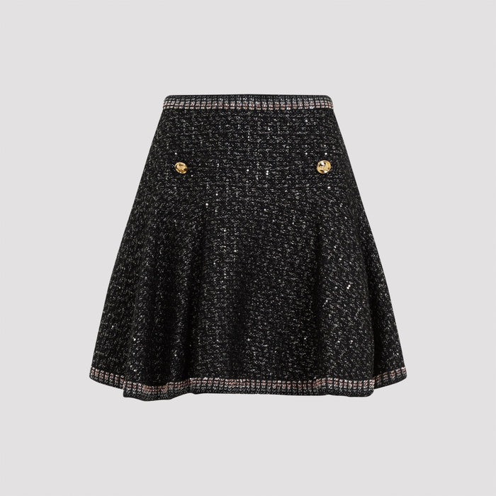 Mini Skirts Black Cotton
