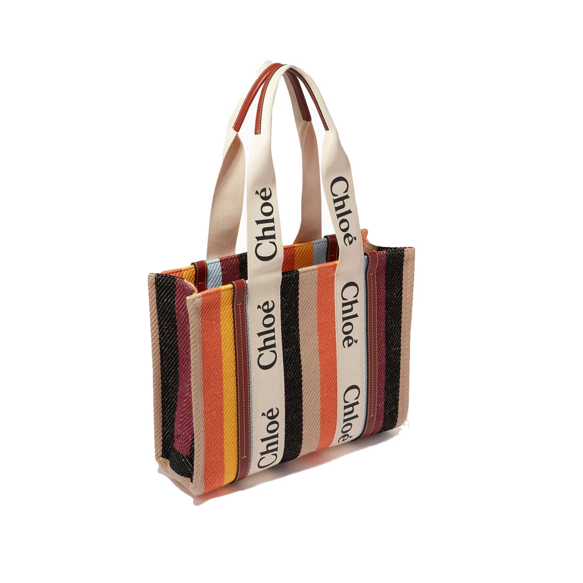 Chloé Woody Medium Tote Bag Beige Linen