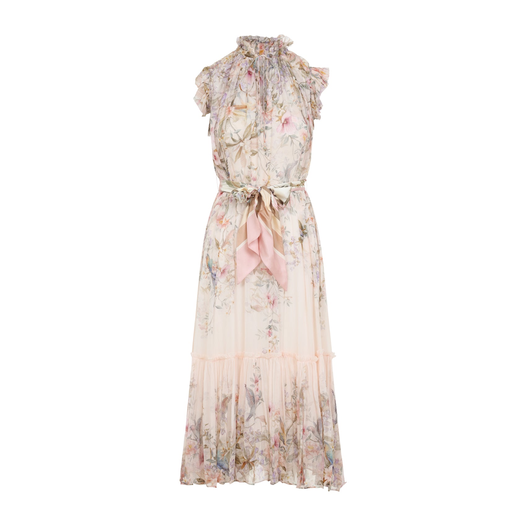 Rebellion Flutter Midi Dress Nude & Neutrals Viscose