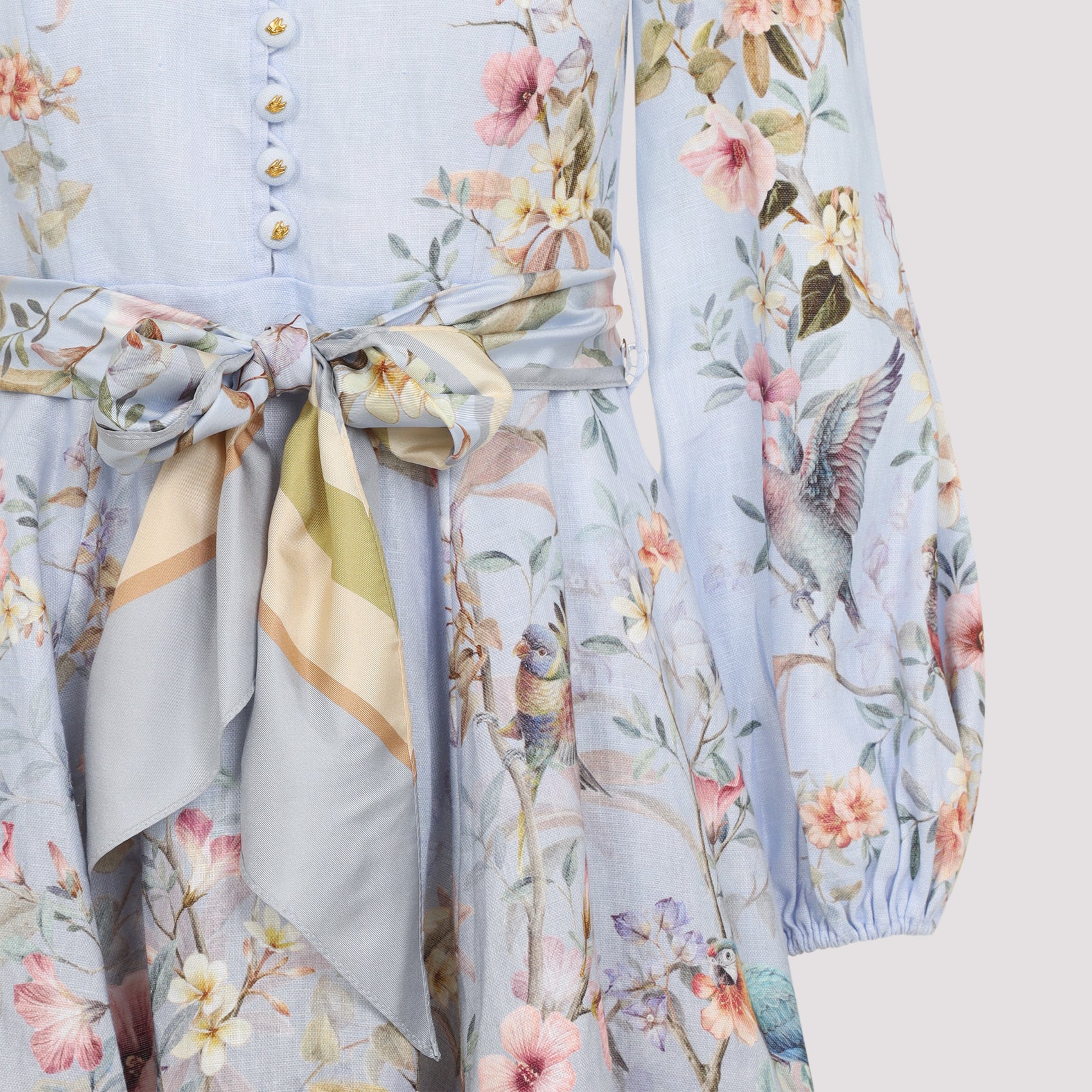 Rebellion Button Mini Dress Blue Linen