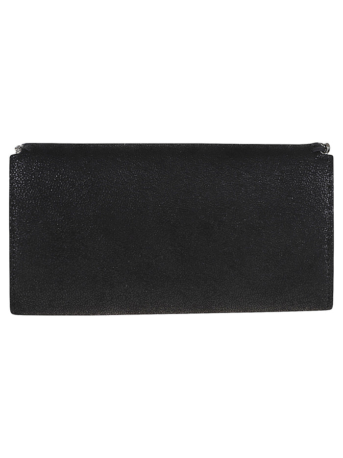 Falabella Continental Wallet With Chain Eco Shaggy Deer W-ruthenium Black Polyester Borsa