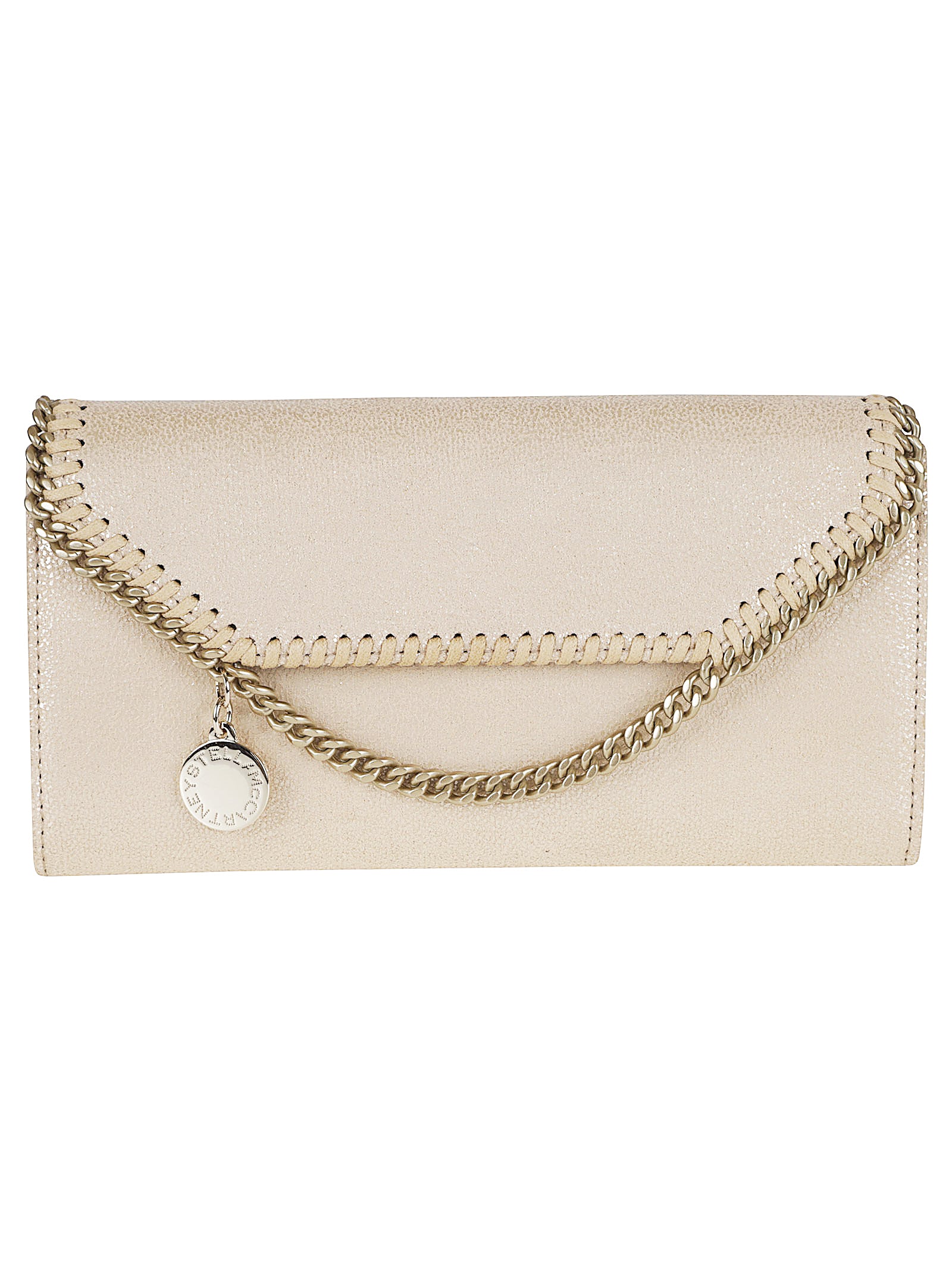 Falabella Continental Wallet With Chain Eco Shiny Dotted Chamois W-tonal - Airlite Metallic Polyester Portafoglio