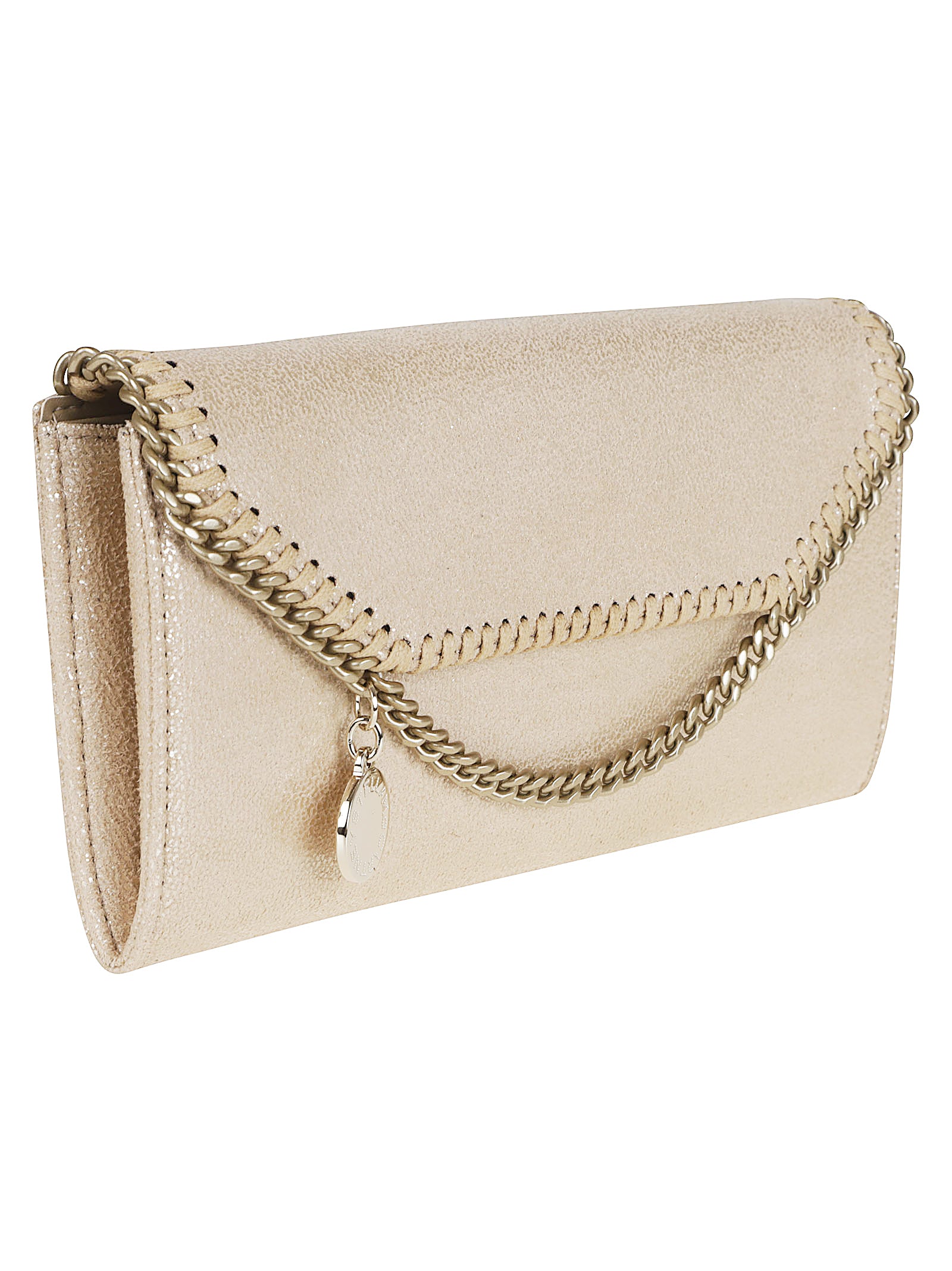 Falabella Continental Wallet With Chain Eco Shiny Dotted Chamois W-tonal - Airlite Metallic Polyester Portafoglio