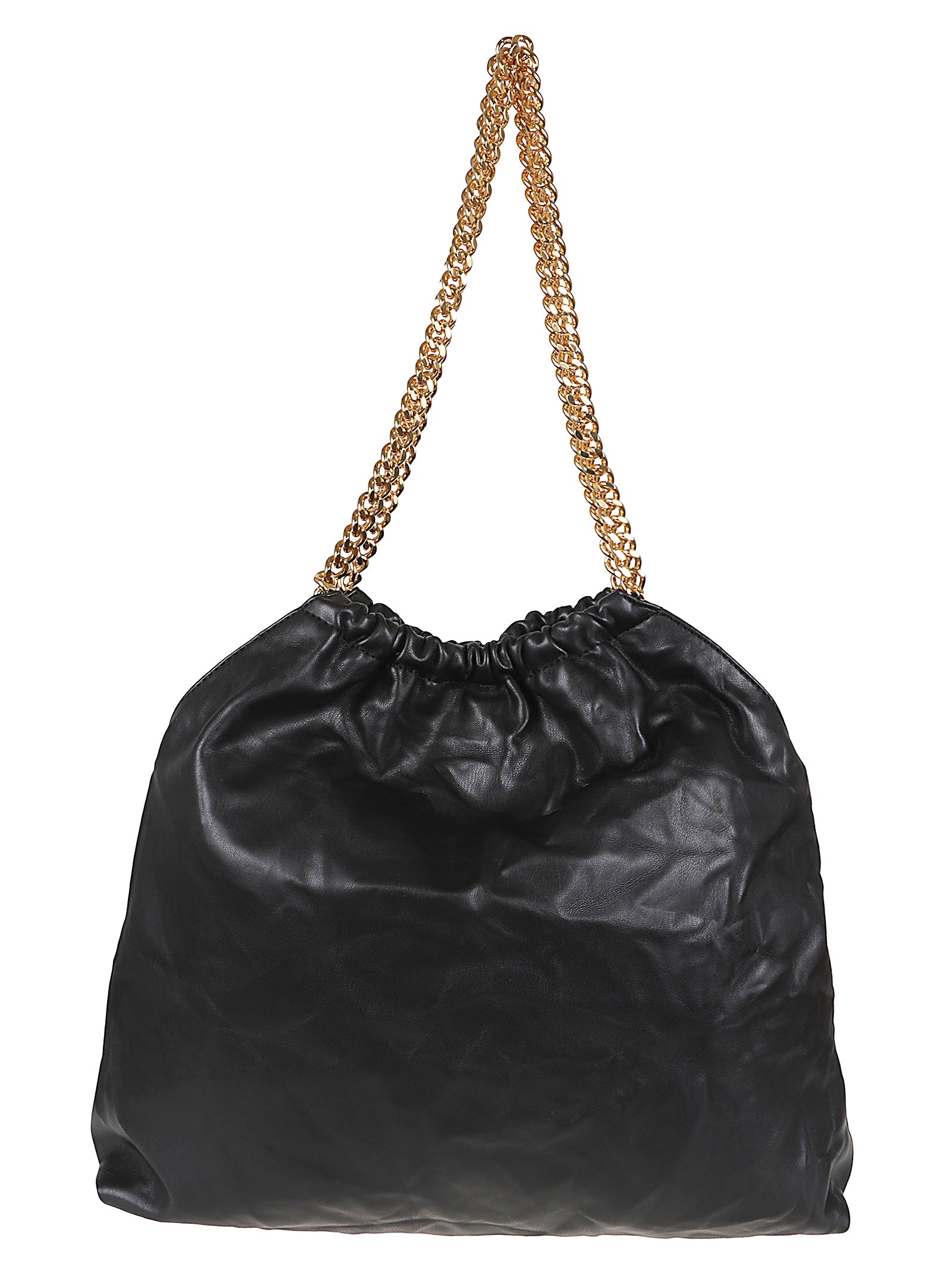 Falabella Medium Drawstring Crinkled Alter Mat Black Polyester Borsa