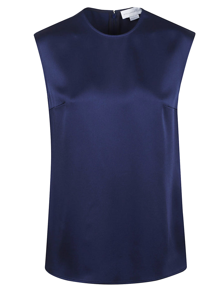Satin Sleeveless Top Blue 1: Acetate