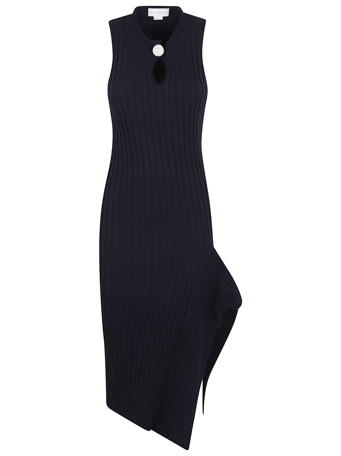 Cotton Ribbed Dress Blue 1: Abito