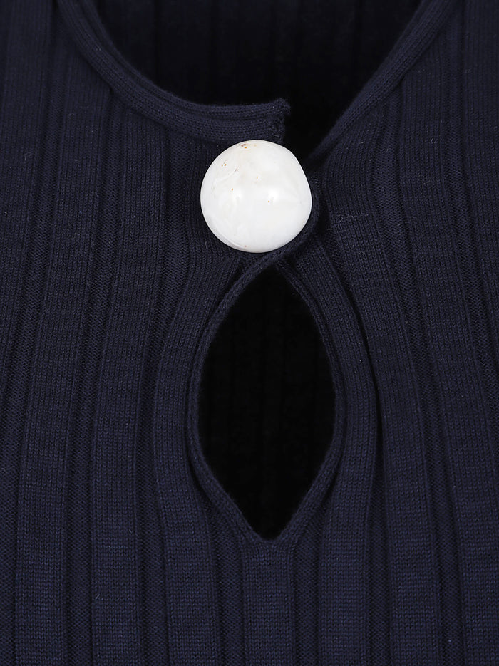 Cotton Ribbed Dress Blue 1: Abito