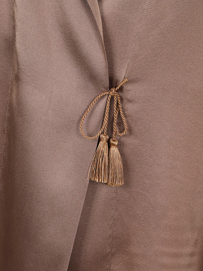 Shiny Stretch Silk Satin Crossed Shirt Brown Se Ea Camicia