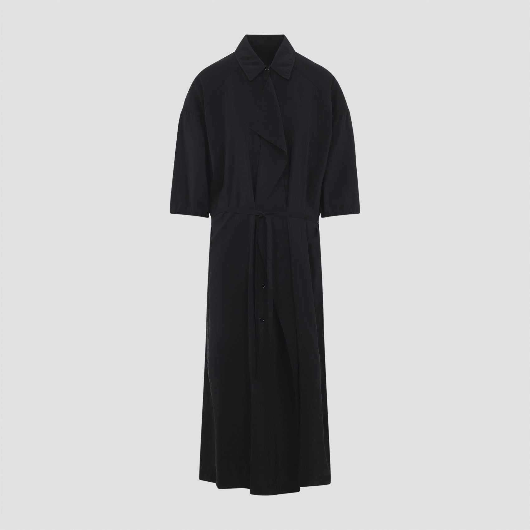 Asymmetrical Midi Dress Black Silk Polyamide