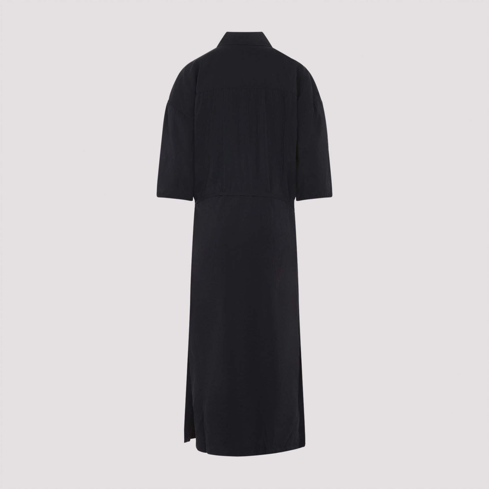Asymmetrical Midi Dress Black Silk Polyamide