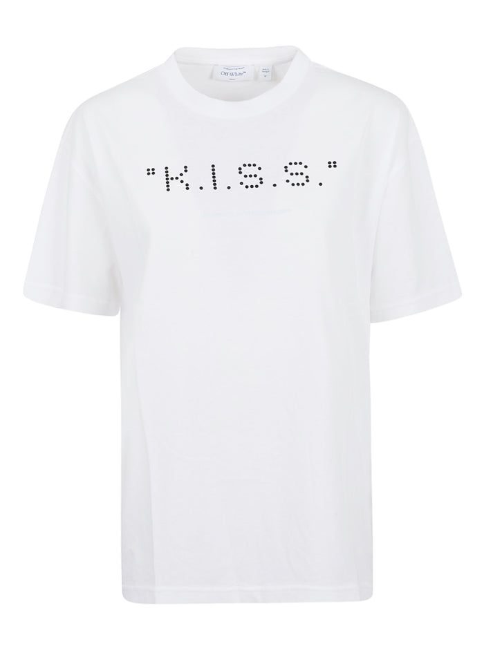 Kiss Quote Reg Tee White - Black Cotton T-shirt