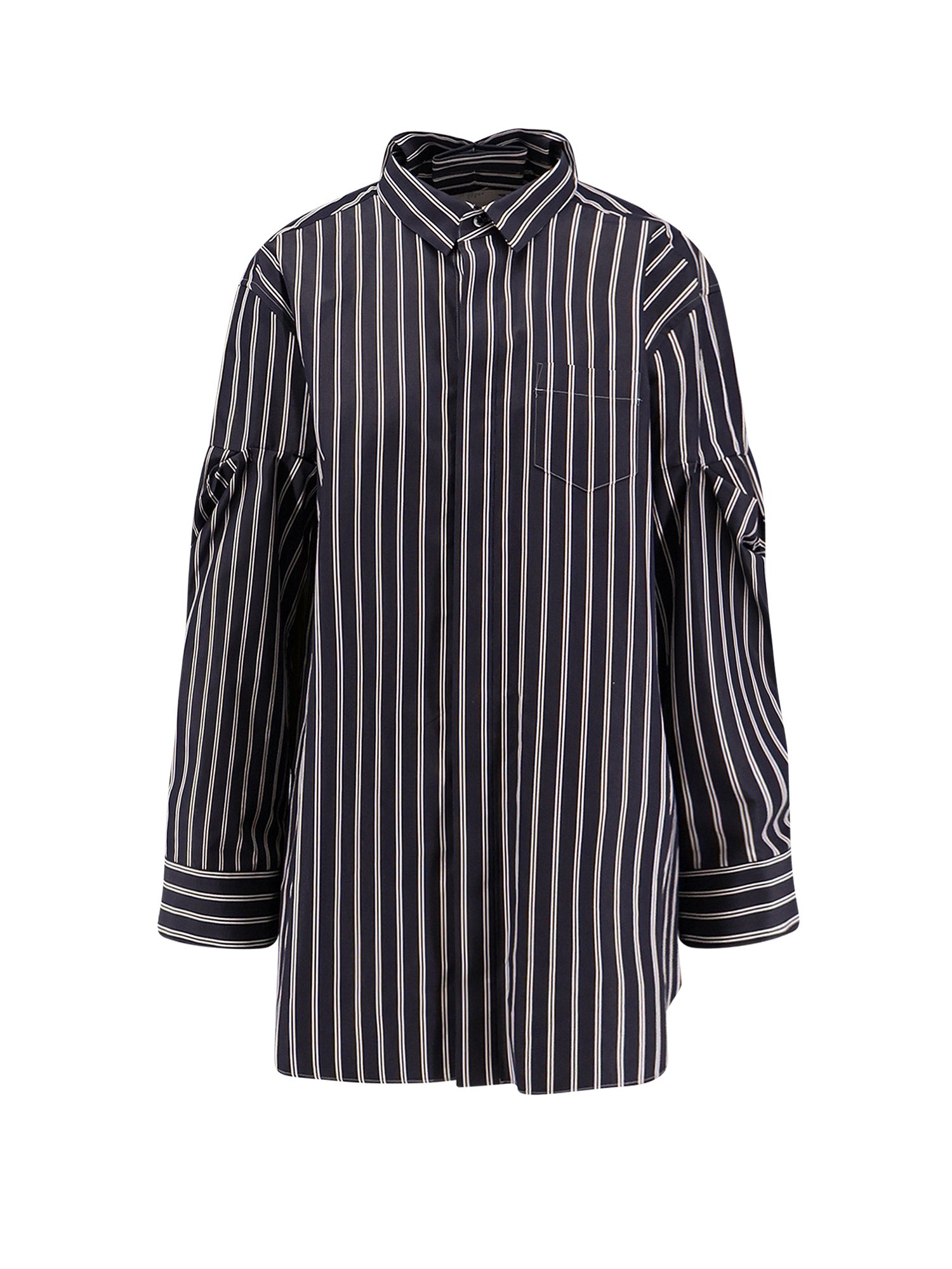 Sacai Shirts Navy Stripe Poliestere Cotone