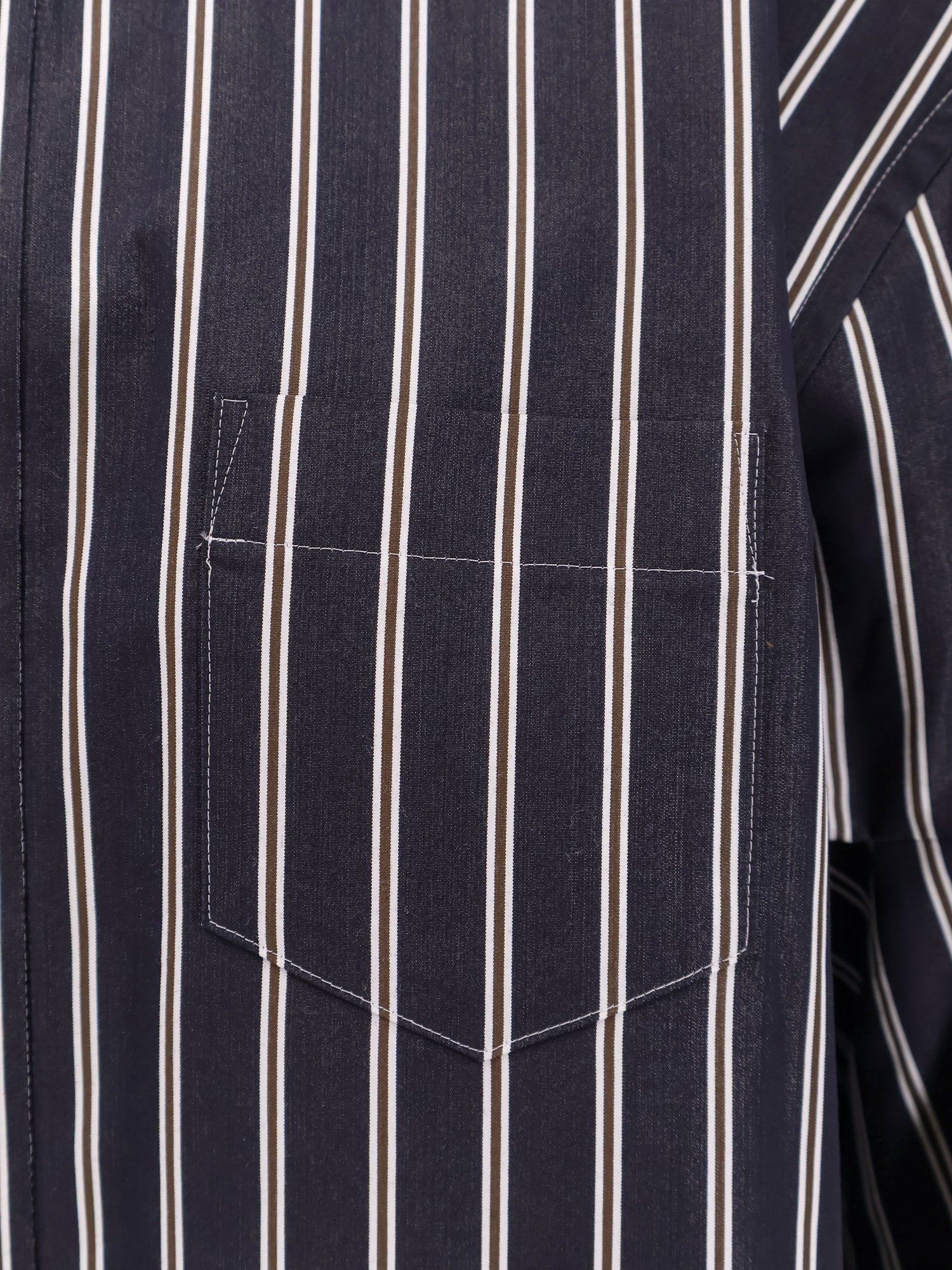 Sacai Shirts Navy Stripe Poliestere Cotone
