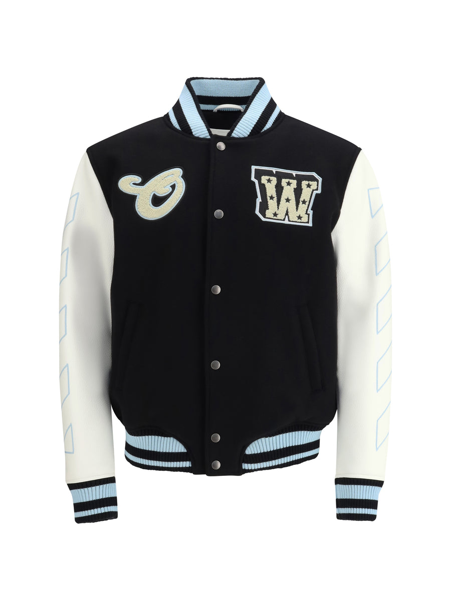 Jacket Varsity Star Logo Black Wool