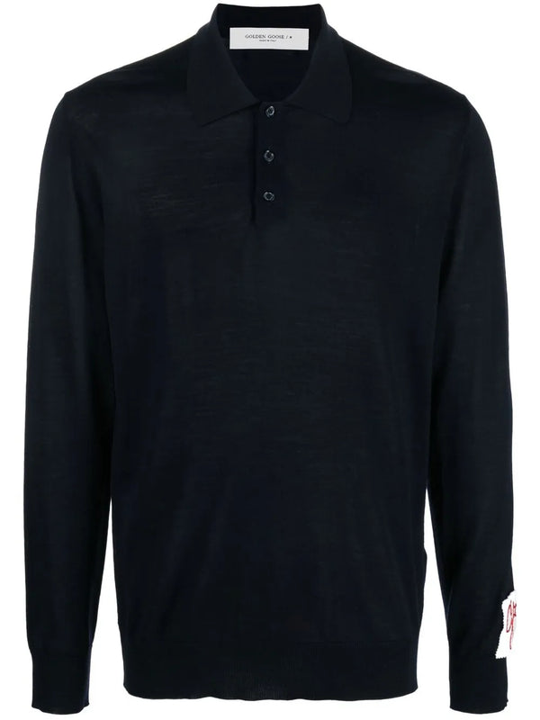 Golden Goose Virgin Wool 100% polo shirt in navy