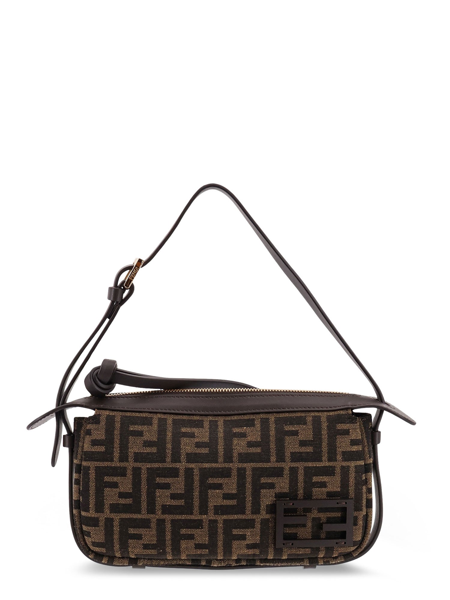Fendi Bags Dark Brown Tessuto Jacquard Ff/pelle