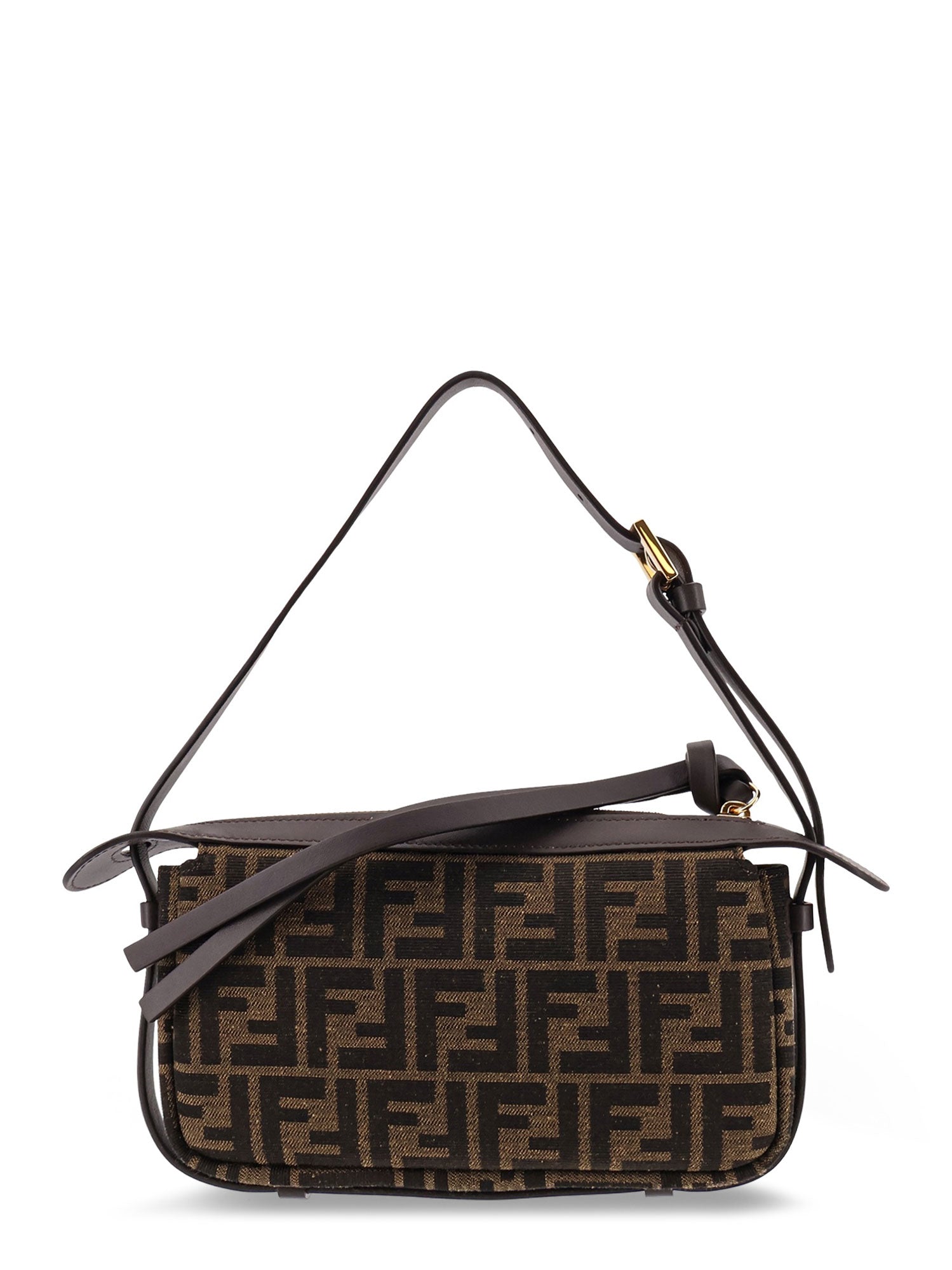 Fendi Bags Dark Brown Tessuto Jacquard Ff/pelle