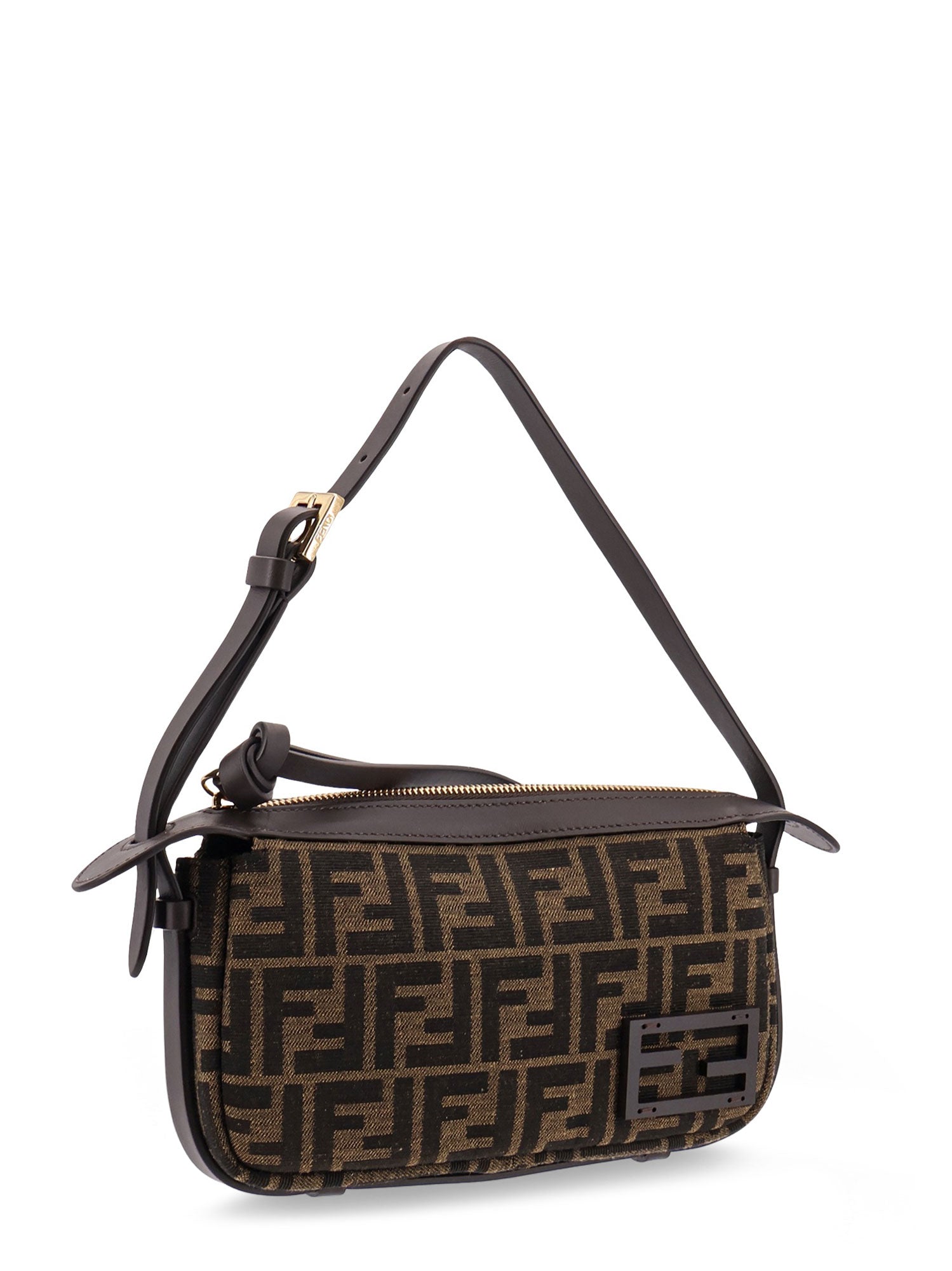 Fendi Bags Dark Brown Tessuto Jacquard Ff/pelle