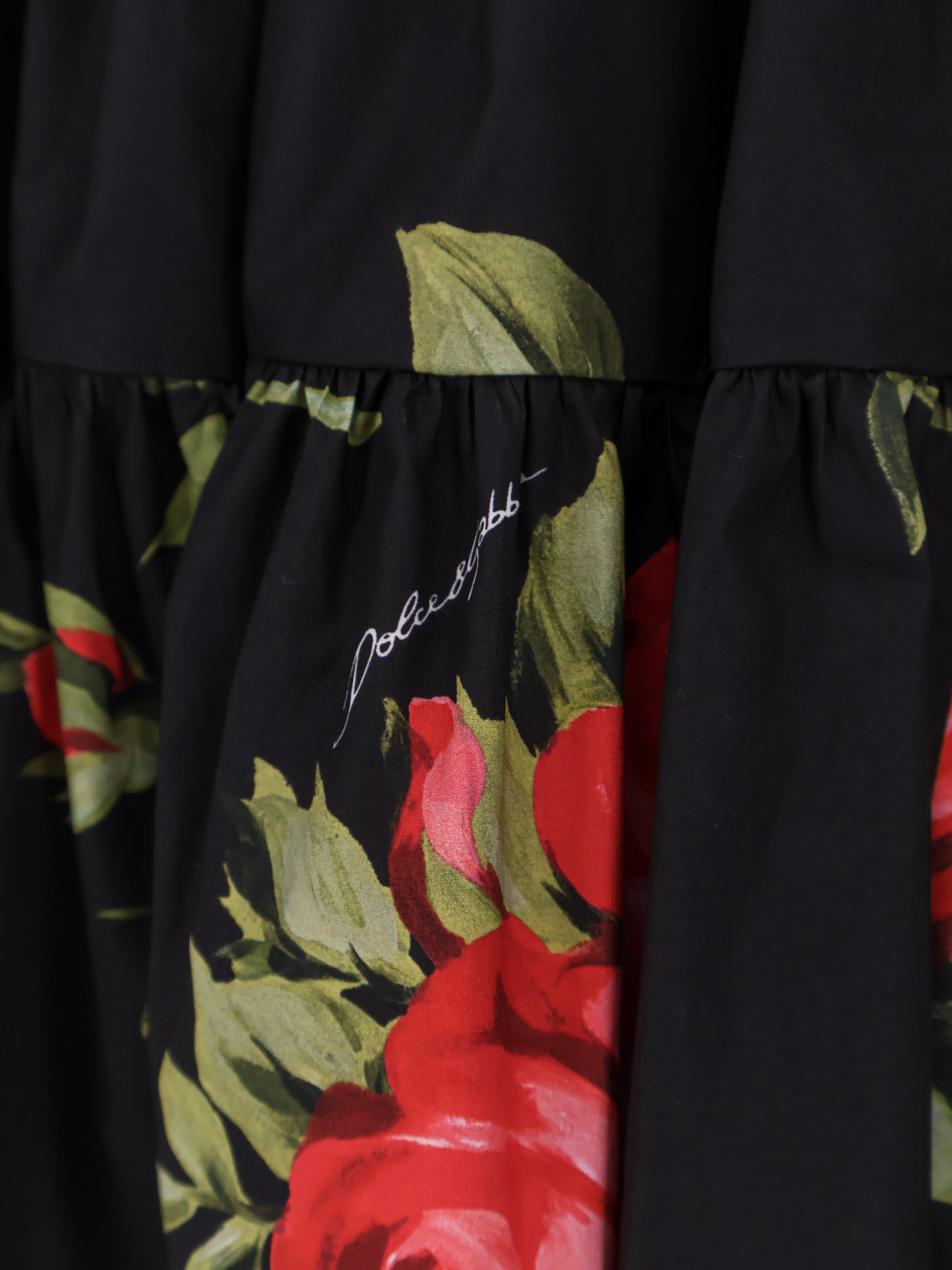 Dolce & Gabbana Skirts Bouquet Rose Nero Cotone