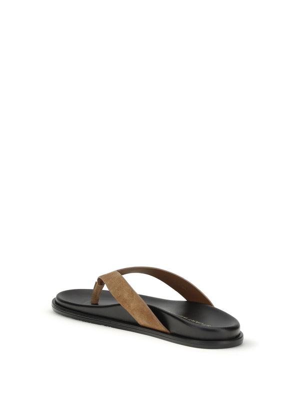 Flip-Flop Sandals Marykate Leather Beige Calf