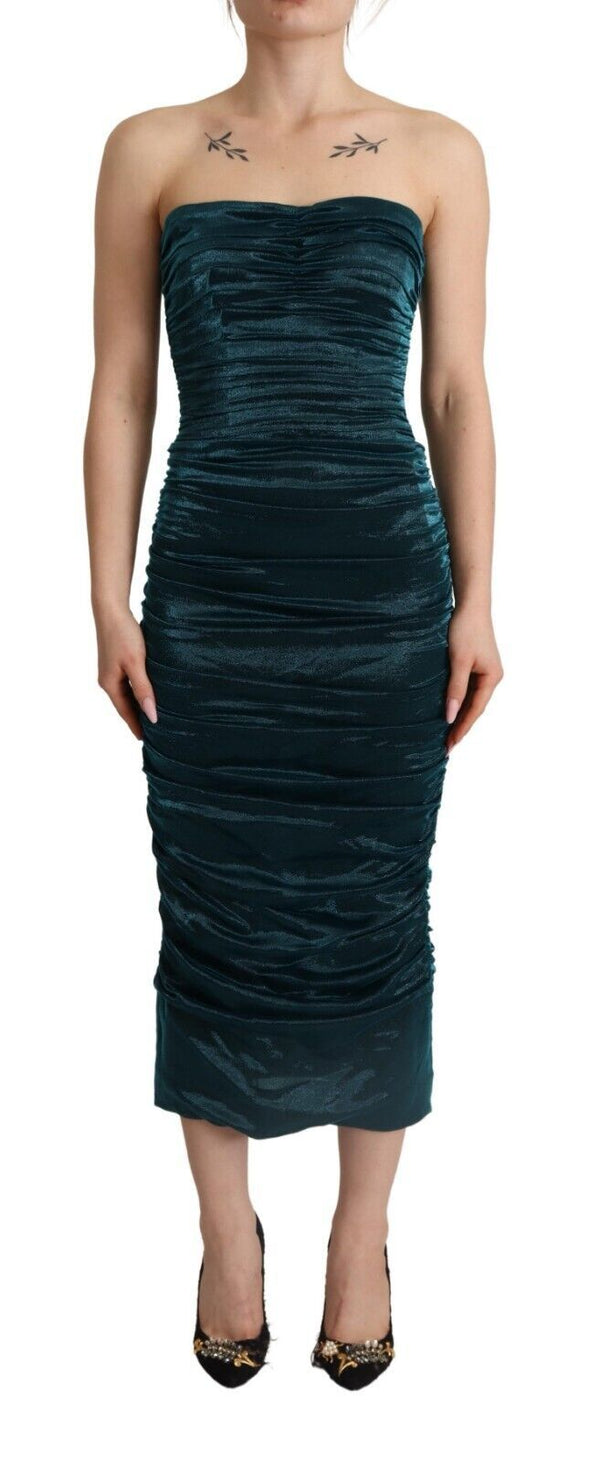 Dolce & Gabbana 54% Silk midi dress in turquoise