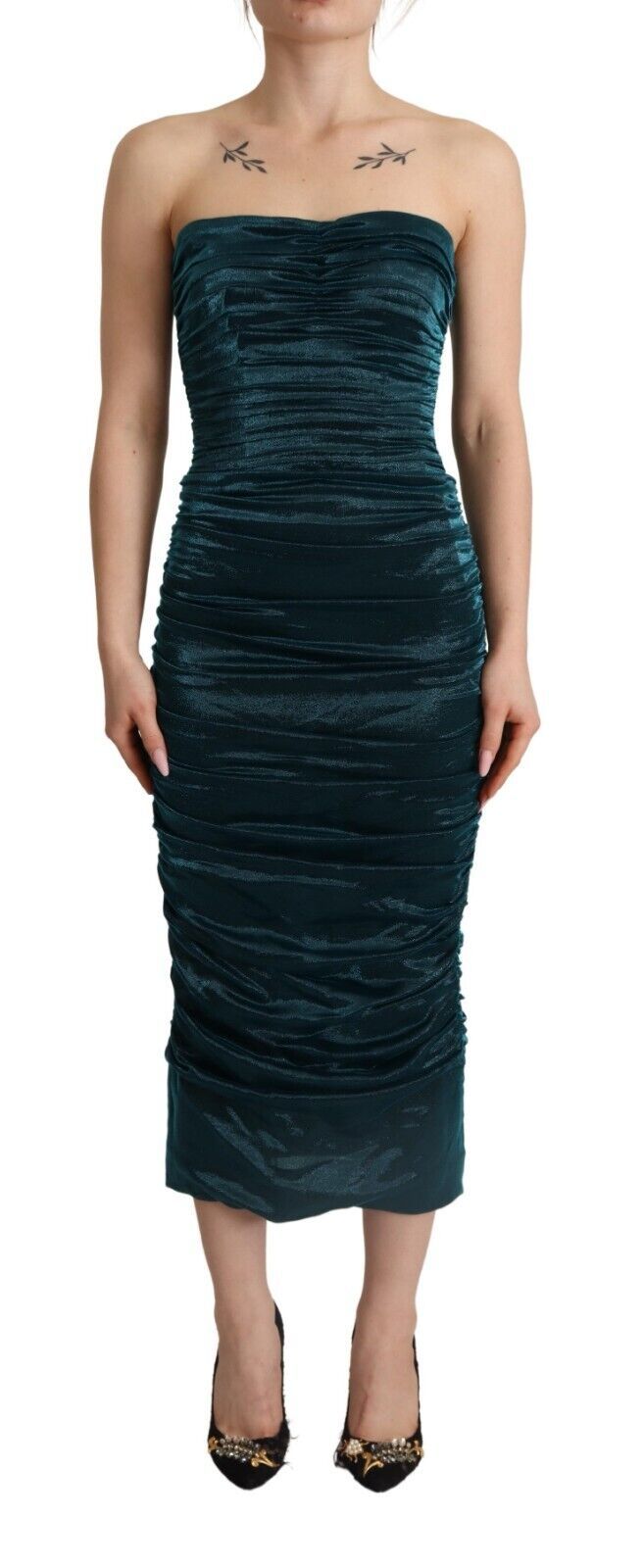 Dolce & Gabbana 54% Silk midi dress in turquoise