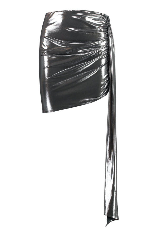 Draped Sheath Skirt Silver Elastane